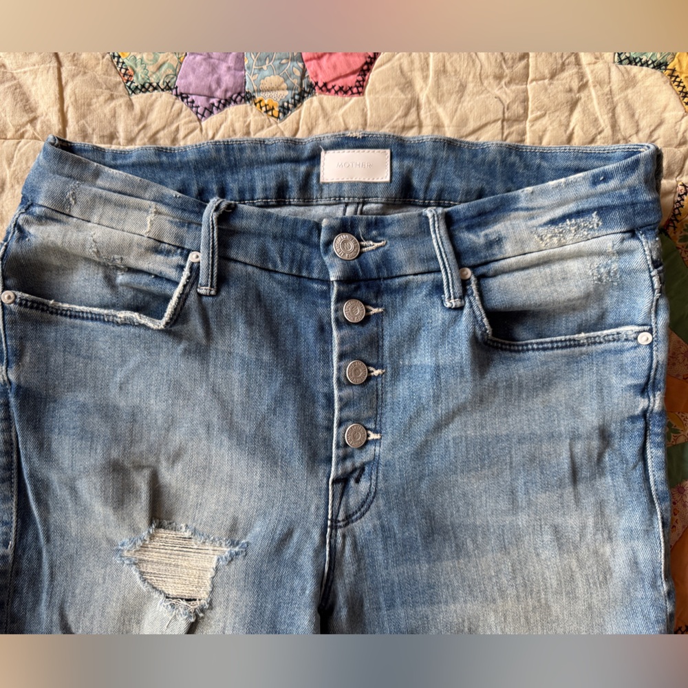 Mother The Pixie Fray Skinny Jeans Losing Control size 27 - Picture 7 of 13
